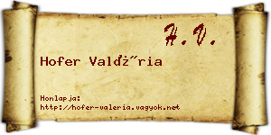Hofer Valéria névjegykártya